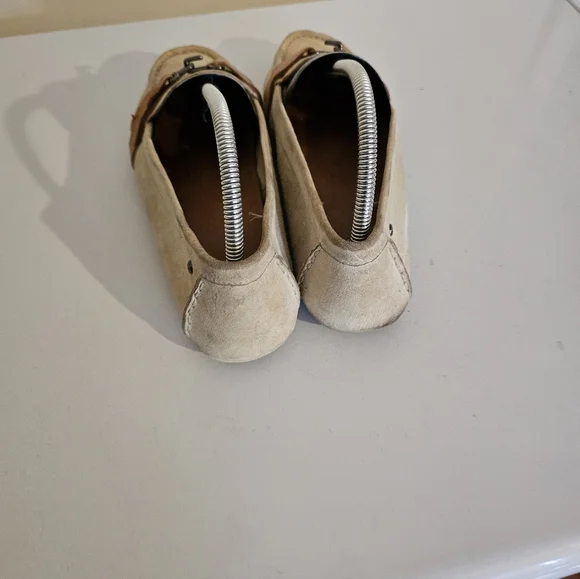 Ugg Beige Suede Loafers with Tan Strap - Picture 2 of 8